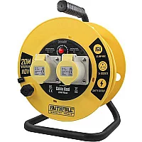 Faithfull Power Plus 16A 2 Socket Open Cable Reel 110v