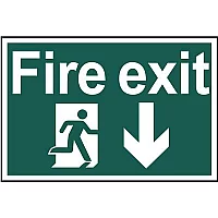 Scan Fire Exit Running Man Arrow Down Sign
