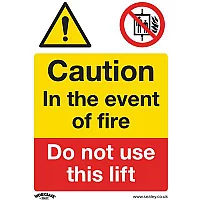 Sealey Rigid Plastic Caution Do Not Use Lift in Fire Sign Pack of 10