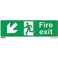 Sealey Rigid Plastic Fire Exit Arrow Down Left Sign Pack of 10