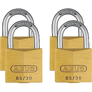 Abus 65 Series Brass Padlock Pack of 4 Keyed Alike